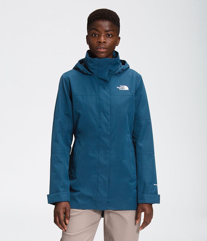 The North Face Westoak City Trench Womens Rain Jacket Blue 642931-NSM